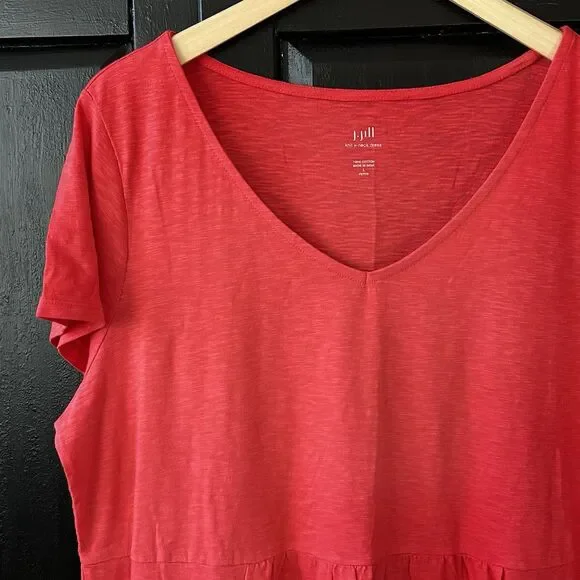 J.Jill Knit V-Neck Dress Size LP Large Petite Pockets 100% Cotton Short Sleeve - Picture 3 of 10